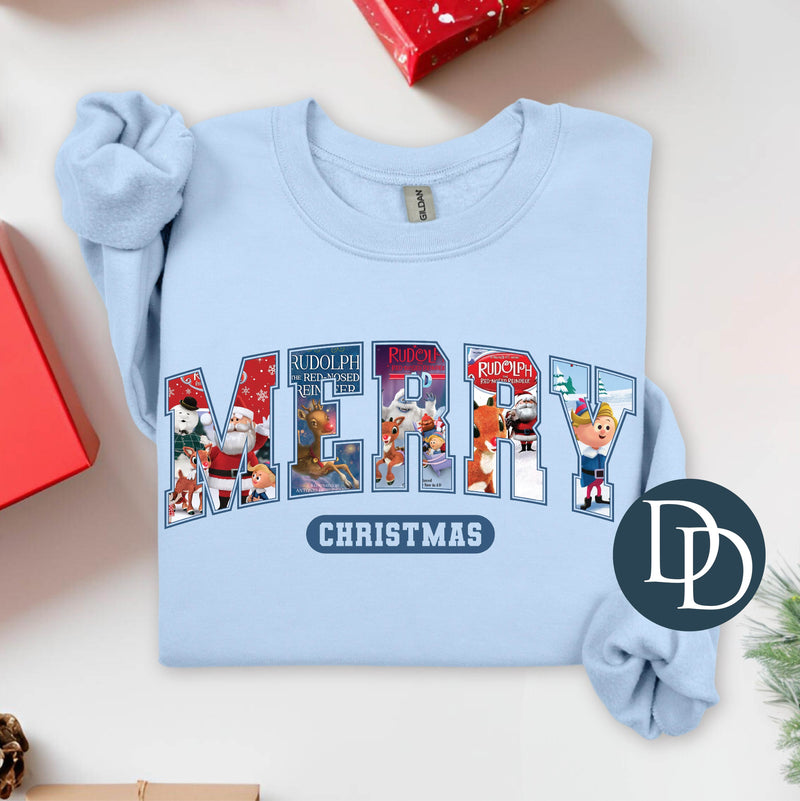 Rudolph Merry Christmas Varsity *DTF Transfer*