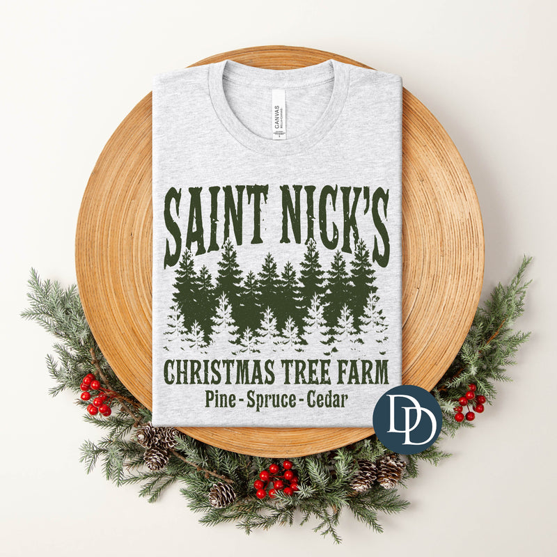 Saint Nick's Christmas Tree Farm (Hunter Green Ink) *Screen Print Transfer*