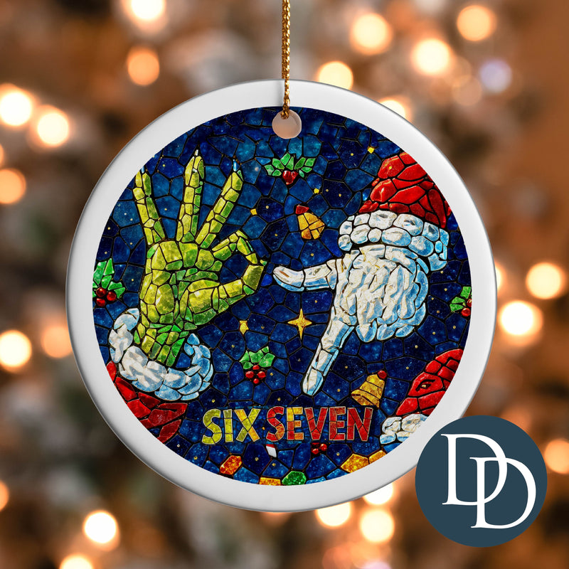Six Seven Santa Grnch Stained Glass *UV DTF Ornament Decal*