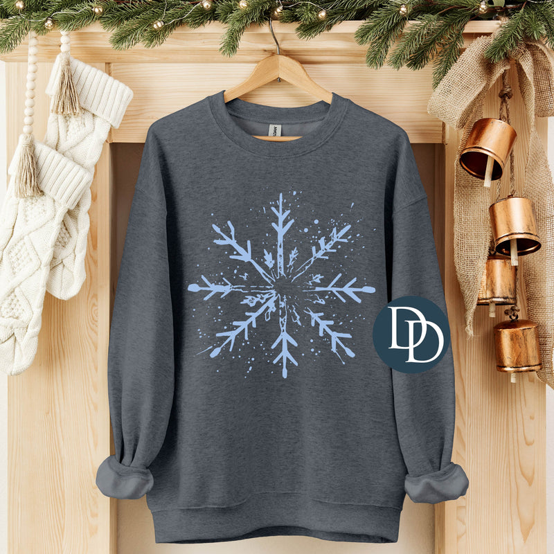 Snowflake Splatter (Light Blue Ink) *Screen Print Transfer*