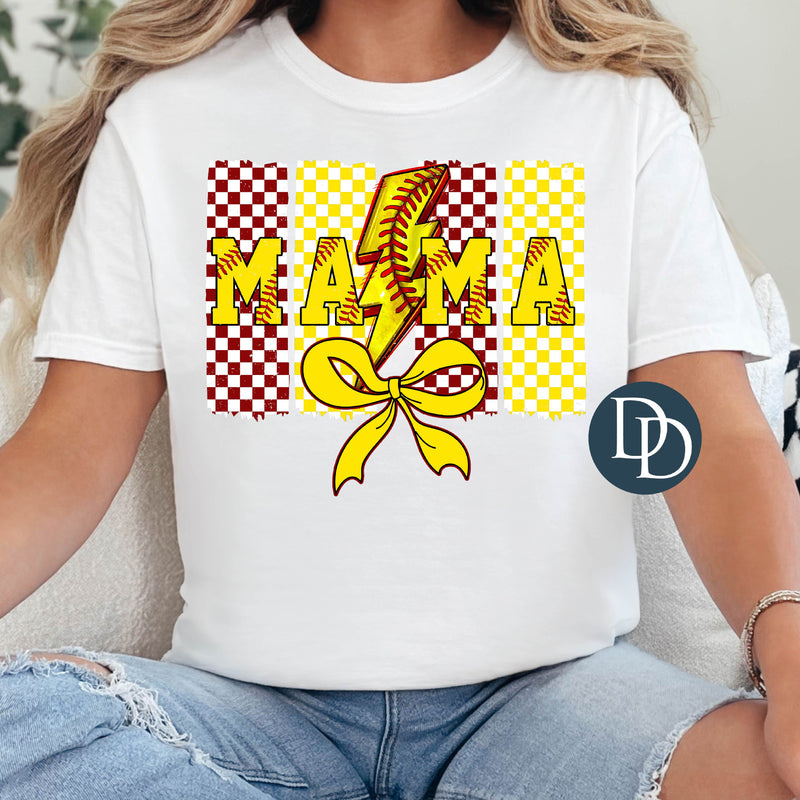 Softball Mama Checkered Brush Strokes *DTF Transfer*