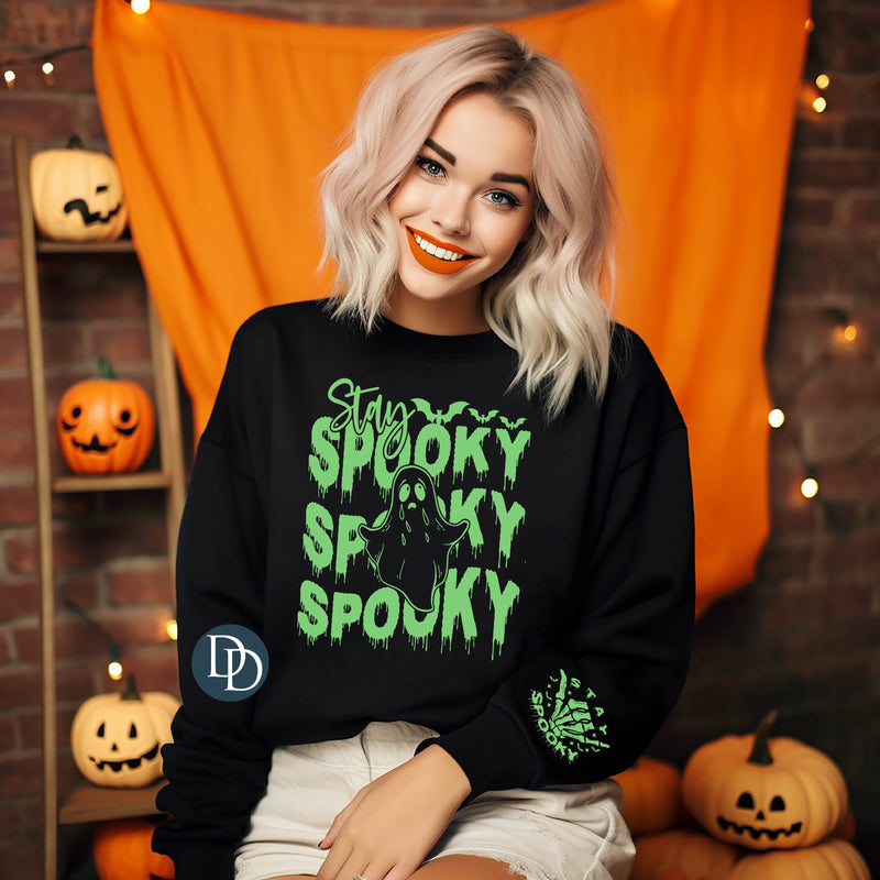 Stay Spooky Drips With Pocket Accent (Bright Green Ink) *Screen Print Transfer*