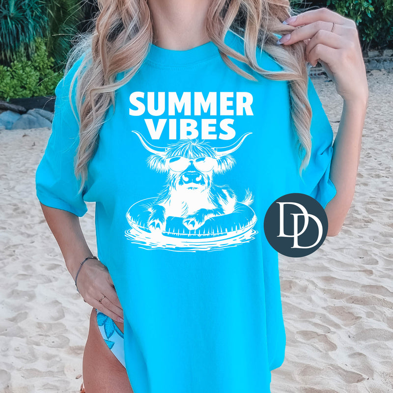 Summer Vibes Highland Raft (White Ink) *Screen Print Transfer*