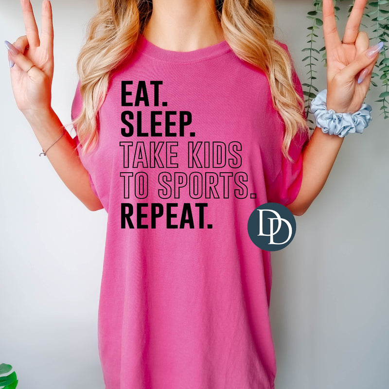 Take Kids To Sports Repeat (Black Ink) *Screen Print Transfer*