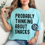 Thinking About Snacks Block Distressed (Black Ink) *Screen Print Transfer*