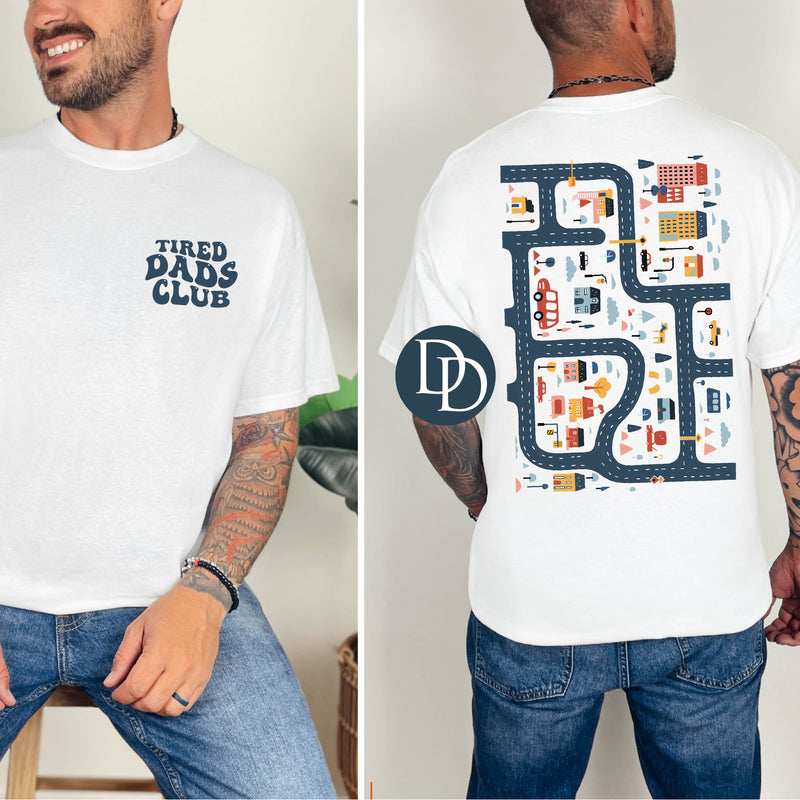 OVERSIZED Tired Dads Club Road Map with Pocket Print *DTF Transfer*