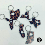 Finished US States Leopard Keychains