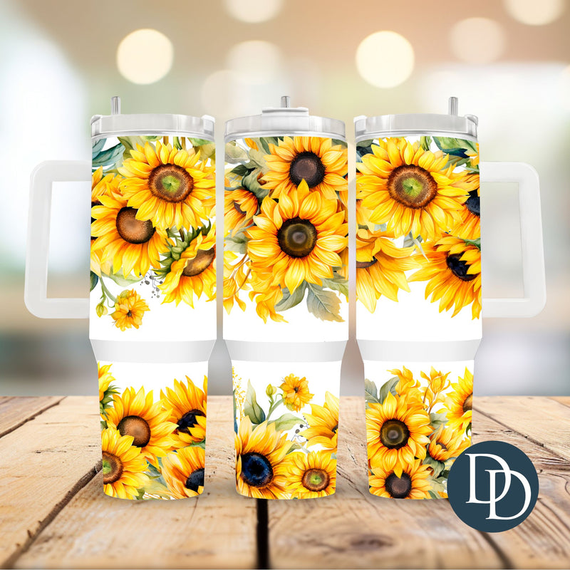 Watercolor Sunflower Fields *UV DTF 40oz Tumbler Wrap*