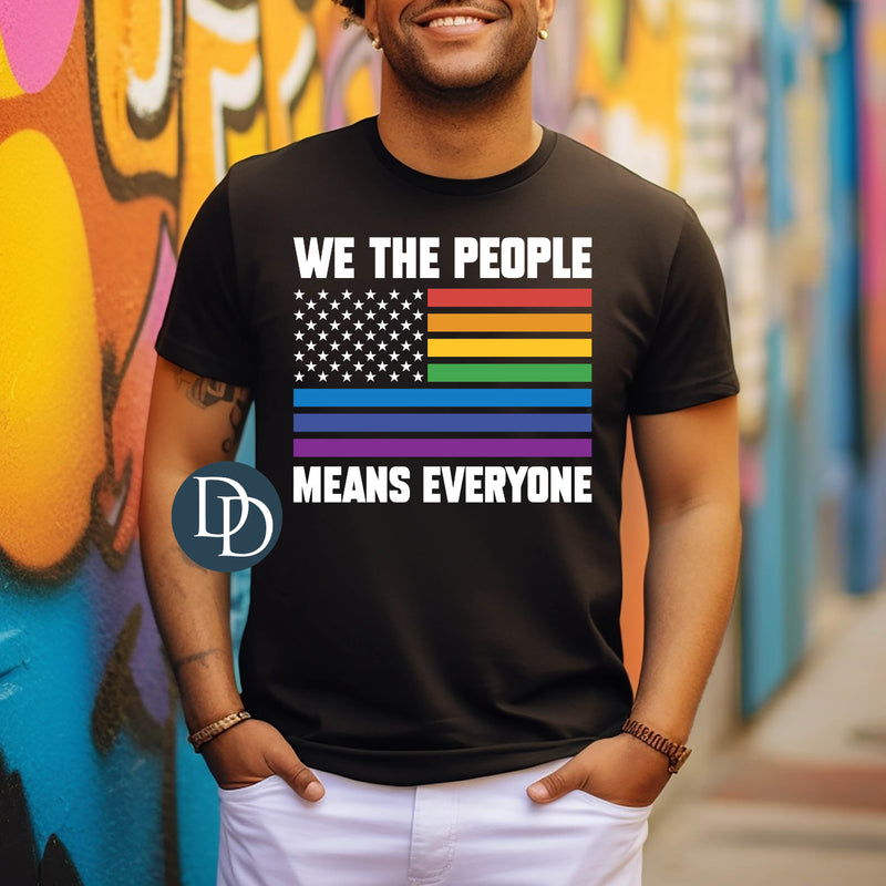 We The People LGBTQ Flag White Ink *DTF Transfer*