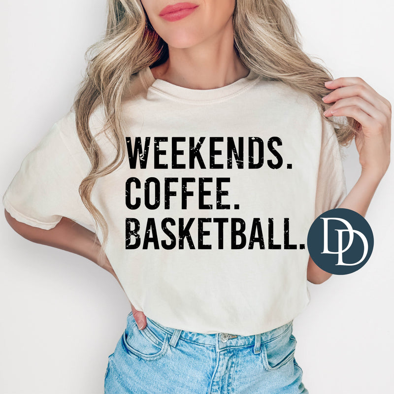 Weekends Coffee Basketball (Black Ink) *Screen Print Transfer*