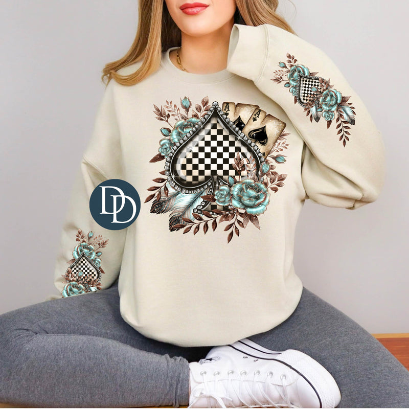 Western Checkered Spade With Sleeve Accents *DTF Transfer*