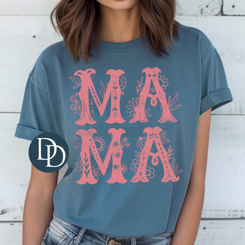 Western Floral Mama (Dusty Rose Ink) *Screen Print Transfer*