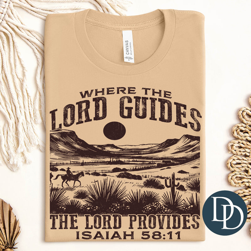 Where The Lord Guides The Lord Provides (Dark Brown Ink) *Screen Print Transfer*