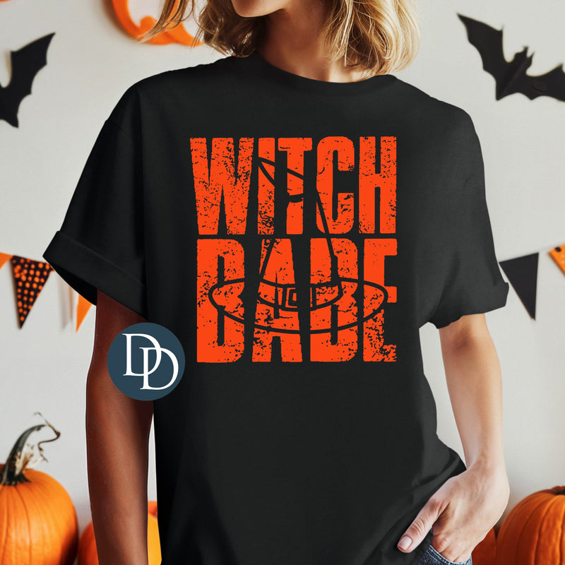 Witch Babe Hat Knock Out (Orange Ink) *Screen Print Transfer*