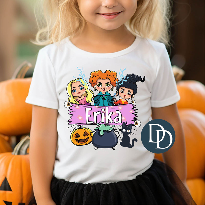 Witch Sisters Halloween Name Frame *DTF Transfer*