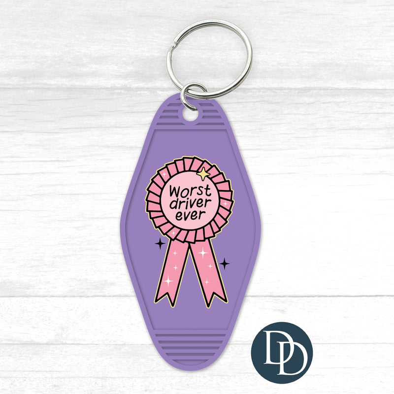 Worst Driver Ever Motel Keychain UV DTF Decal
