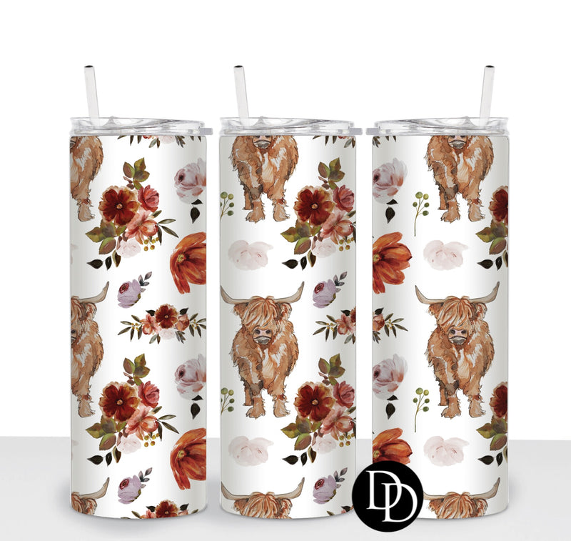 Floral Highland Cows *Sublimation Print Transfer*