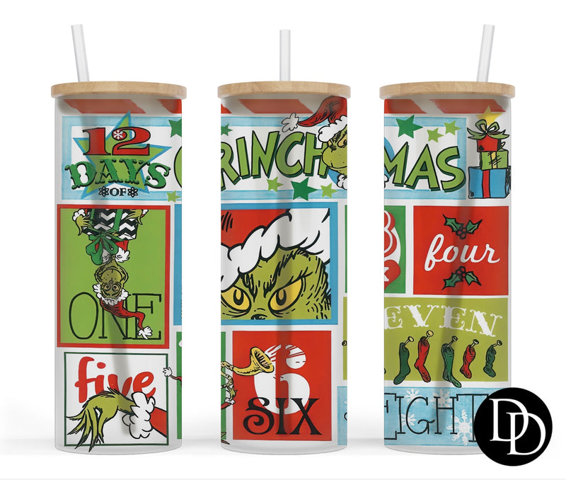 12 Days of Grinchmas 25 oz Frosted Skinny Tumbler