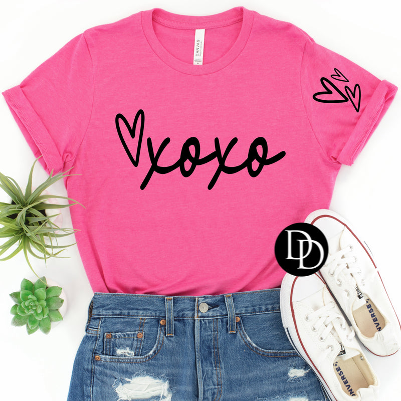 Xoxo with Heart Accent (Black Ink) *Screen Print Transfer*