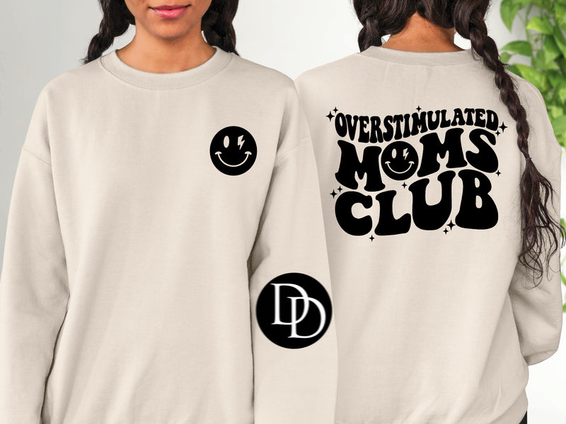Overstimulated Moms Club with Pocket Design (Black Ink) *Screen Print Transfer*