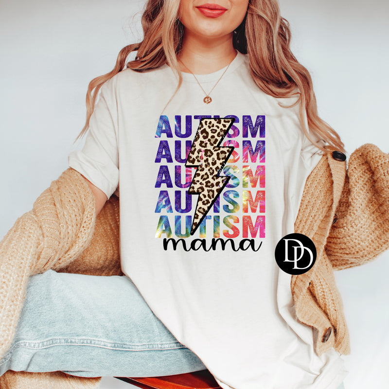 Rainbow Leopard Autism Mama *DTF Transfer*