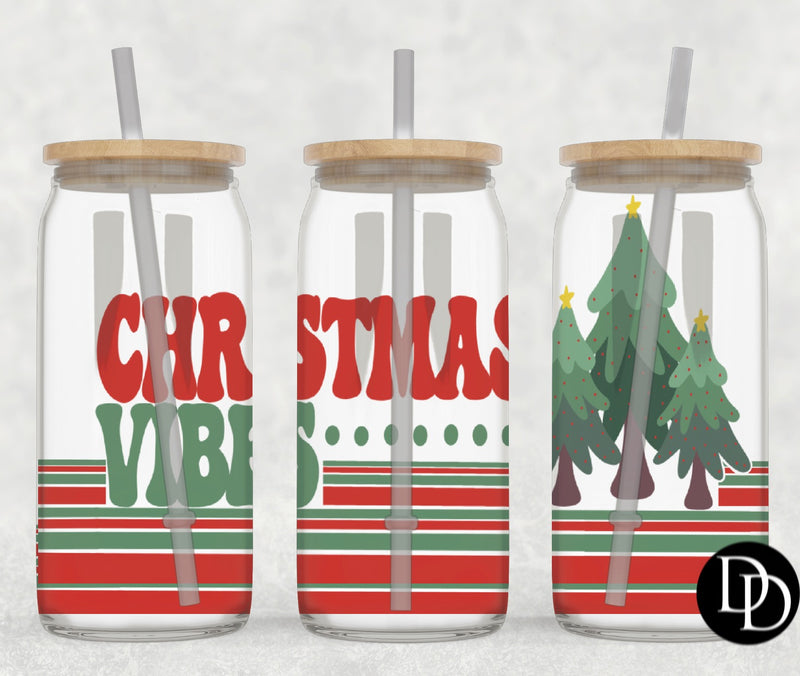 Christmas Vibes 16 oz Frosted Glass Can