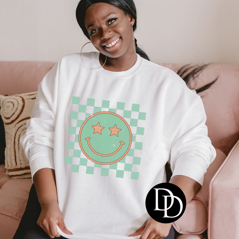 Checkered Happy Face  *Sublimation Print Transfer*