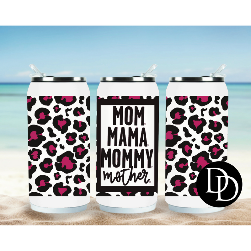 Pink Mama Leopard Print 17 oz Skinny Can Cooler