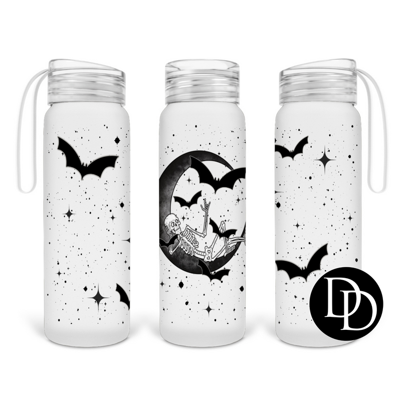 Skeleton Nights 500 ml Frosted Glass Water Bottle
