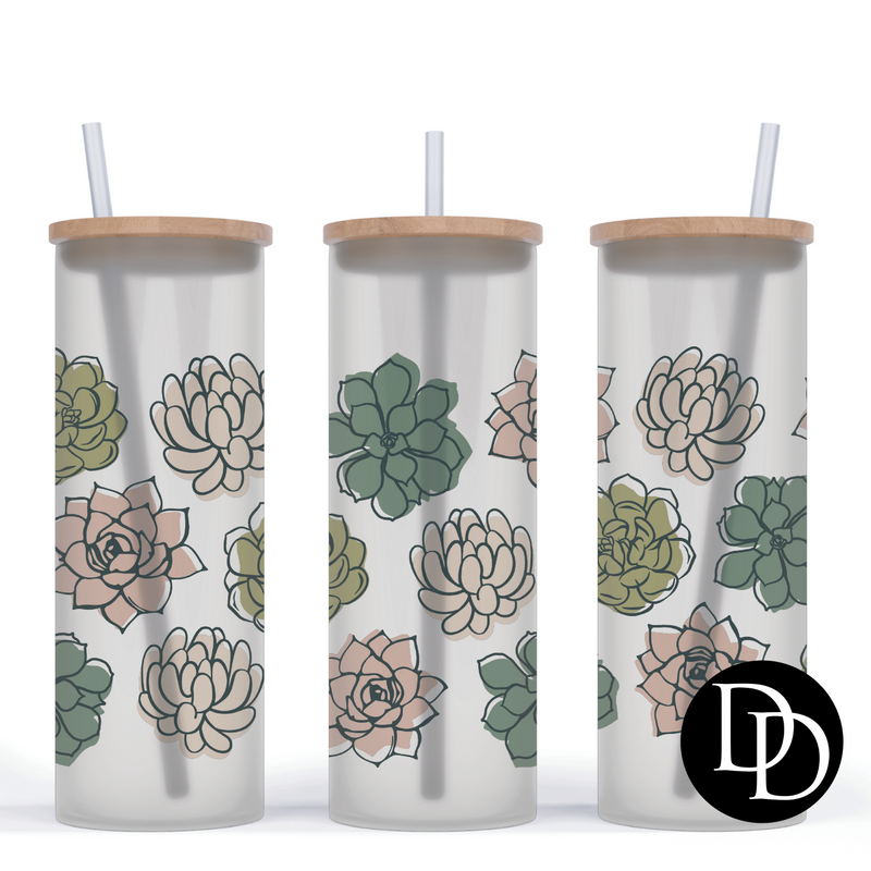 Succulents 25 oz Frosted Skinny Tumbler