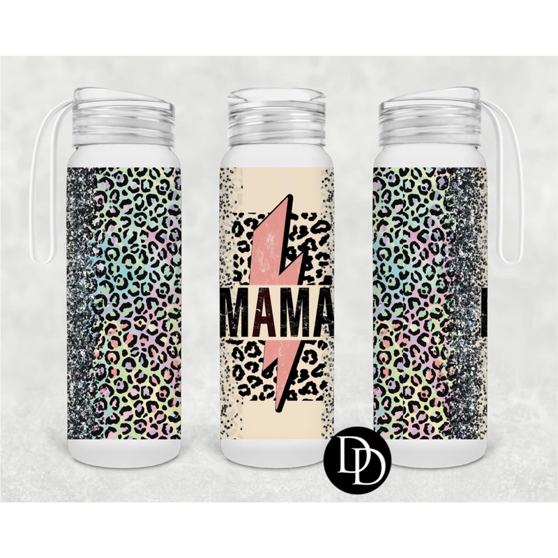 Rainbow leopard print mama 500 ml Frosted Glass Water Bottle