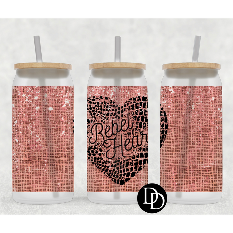 Rebel heart 16 oz Frosted Glass Can