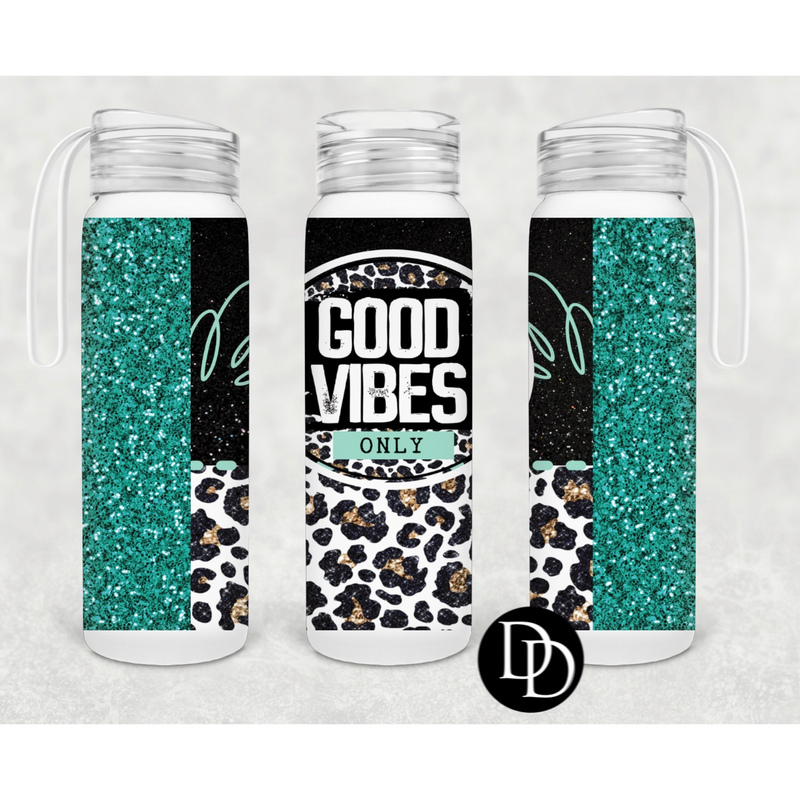 Good vibes only 500 ml Frosted Glass Water Bottle