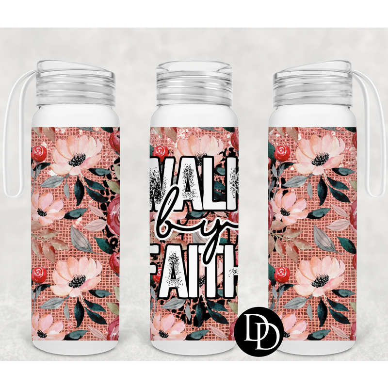Walk by faith 500 ml Frosted Glass Water Bottle