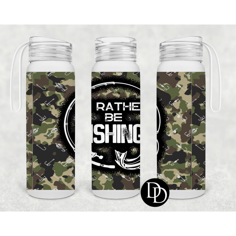 Rather be fishing 500 ml Frosted Glass Water Bottle