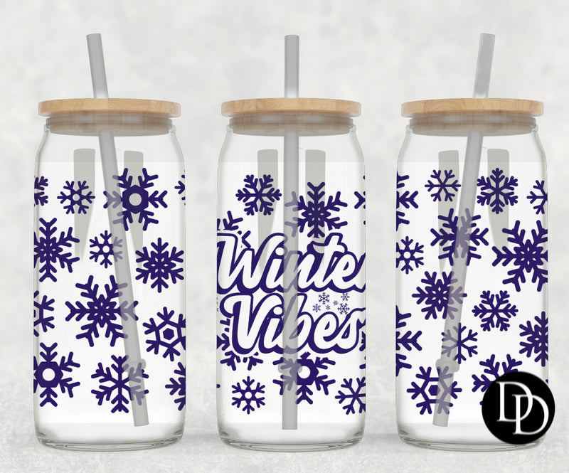 Winter Vibes 16 oz Frosted Glass Can